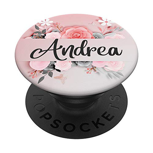 Andrea Nombre De Regalo Monograma Rosa Gris Negro Flores 0
