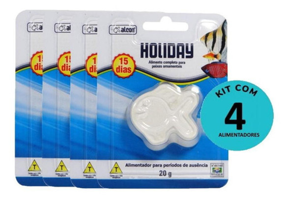 Kit Alcon Férias Alimentador Holiday 20g P/ 15 Dias C/ 4 Un. 1