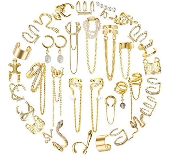 ~? 35 Pcs Oro Plata Puños Ajustables Para Mujeres Niñas Clip 0