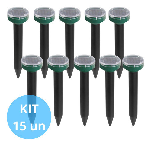 Kit15 Repelente Ultrassónico Energia Solar Jardim Cobra Rato 1