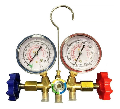 Manifold R22 R12 R502 Cuerpo Bronce Con Visor Y 3 Mangueras 0