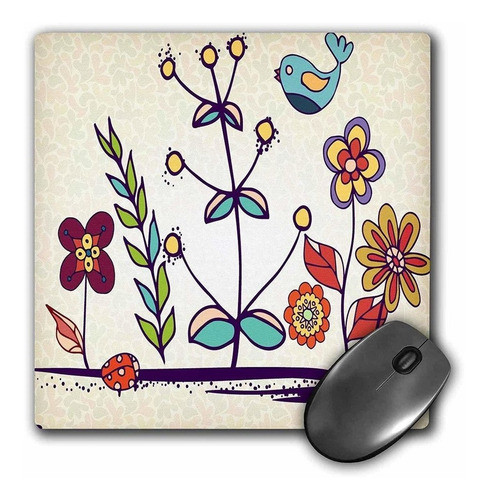 3drose Llc 8 x 8 x 0.25 inches Mouse Pad, Pájaro Colorful 0