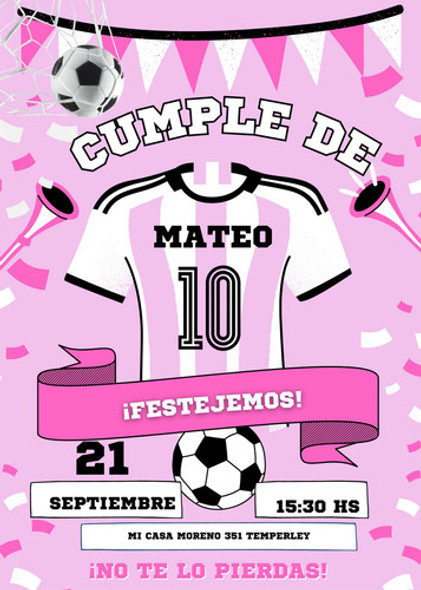 Tarjeta Invitación Cumpleaños Digital Inter Miami .la Mejor 1