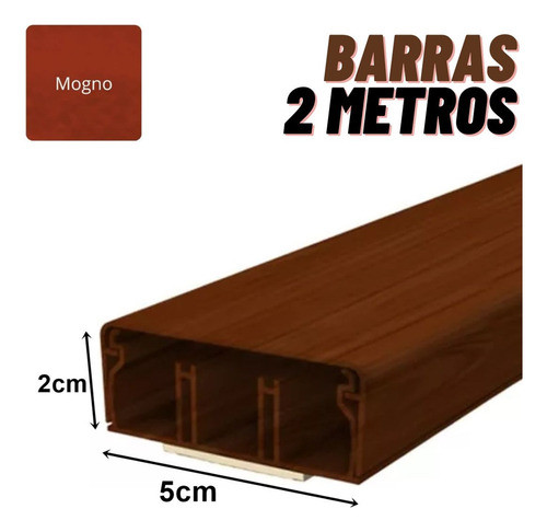4x Canaleta Mogno 50x20mm C/ Dupla Face Durin 2 Metros Cada 1