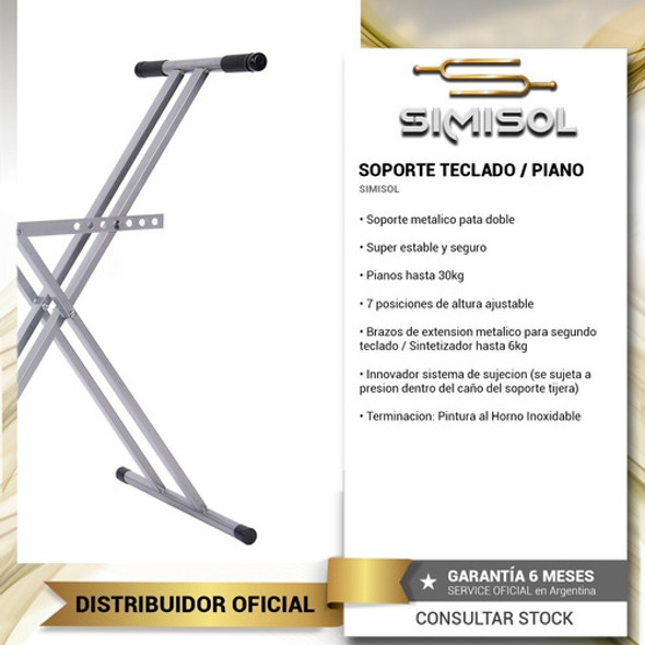 Soporte Tijera Doble Mesa Reforzada Teclado Piano - Gris 1