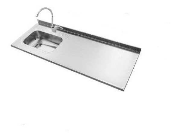 Mesada De Cocina Acero 1.20x61 Bacha Simple + Griferia Link 0