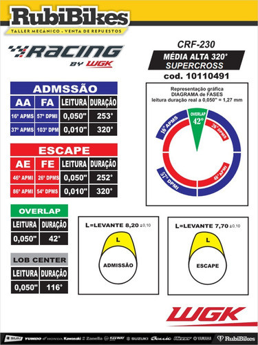 Árbol De Leva Racing 320º Crf-nx-cbx-xr. Wgk 1