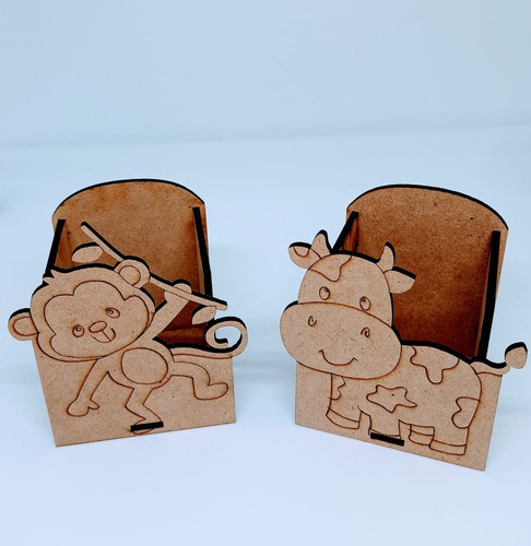 Porta Lápices Fibrofácil Varias Temáticas Granja Selva X 5 0