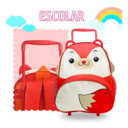 Mochila Infantil Com Rodinhas - Raposa 1