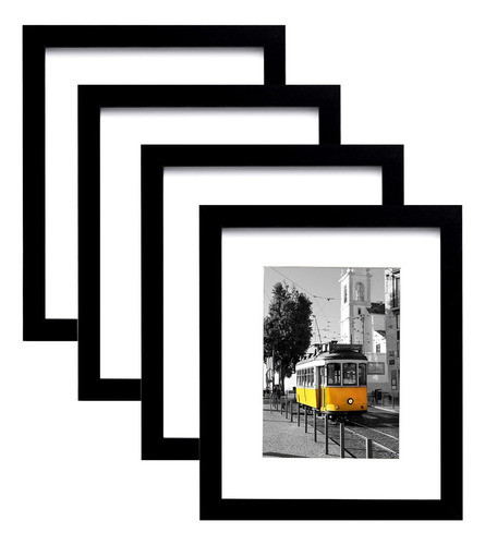 Juego De 4 Marcos De Fotos De 20.3 X 25.4 Cm Negro  Colgar 0