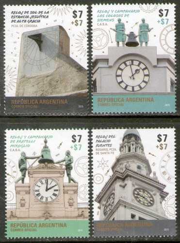 Argentina 4 Sellos Relojes Históricos = Jesuitas Año 2015 0
