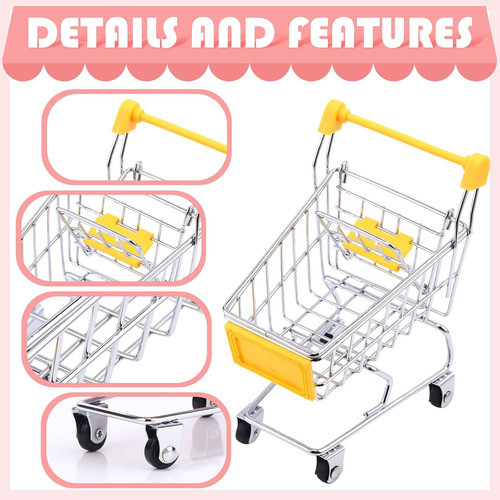 Cesta De Compras Miniatura Para Muñecas Con Alimentos Y Bebi 1