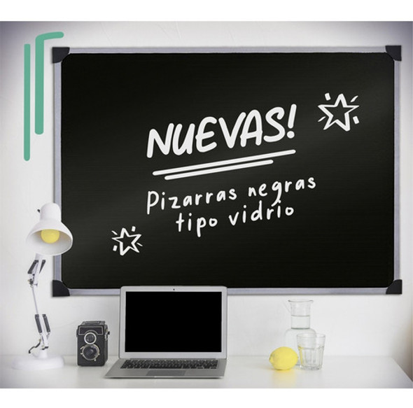 Pizarra T/ Vidrio Negra 70x50 Cm  + 2 Marcadores Edding 0