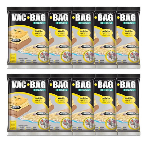 10 Saco A Vácuo Médio Organizador Roupa Vac Bag 45x65 Ordene 0