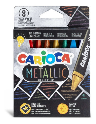 Crayones Ceras Wax Carioca Metalicos X 8 Unidades 0