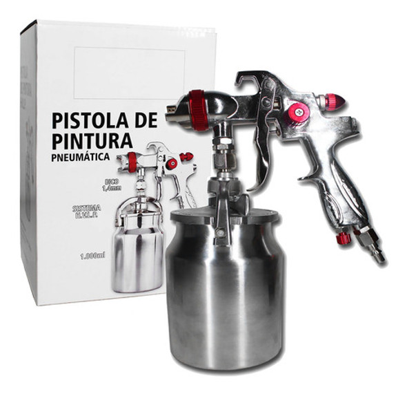 Pistola Pintura Sucção Hvlp Copo Em Baixo 1,4mm 1000ml Pi8 1