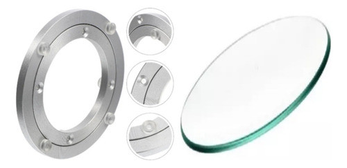 Centro De Mesa De Vidro Com Rolamento Giratório 50 Cm 0