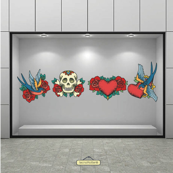 Vinilo Tattoo Tatuajes Calaveras Promocion 0