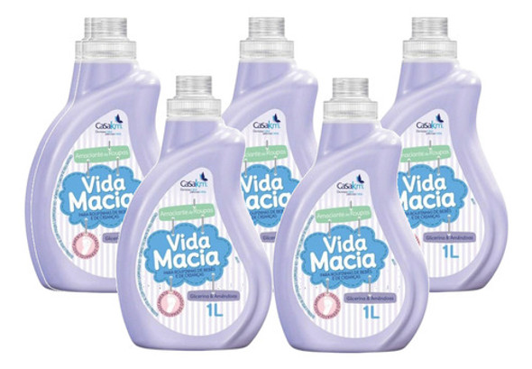 Kit 5 Amaciante De Roupas Vida Macia Glicerina & Amêndoas 1l 0
