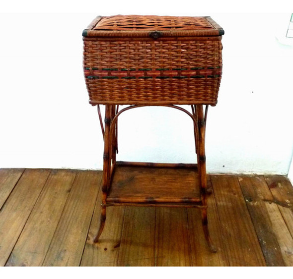 Costurero Antiguo De Mimbre Original De Epoca Como Nuevo 0