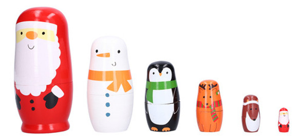 6 Peças De Bonecas Russas De Nidificação, Arte Pintada Em Ma 1