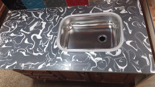 Mesada 1.40mt Economica Marmolada Con Bacha Para Bajomesada 1