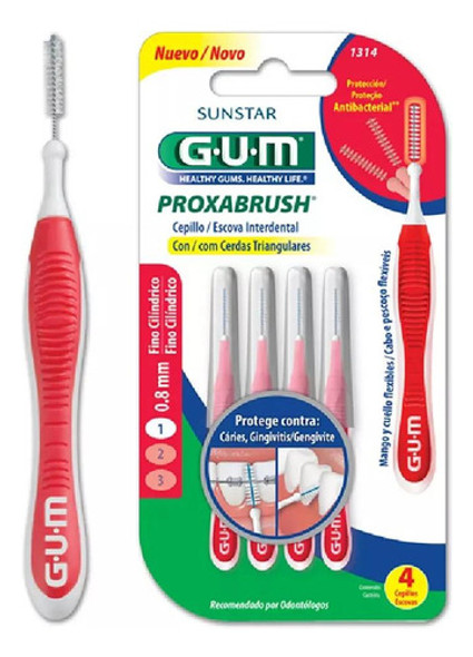 Cepillo Interdental Gum 0.8mm X4 Para Viaje 0