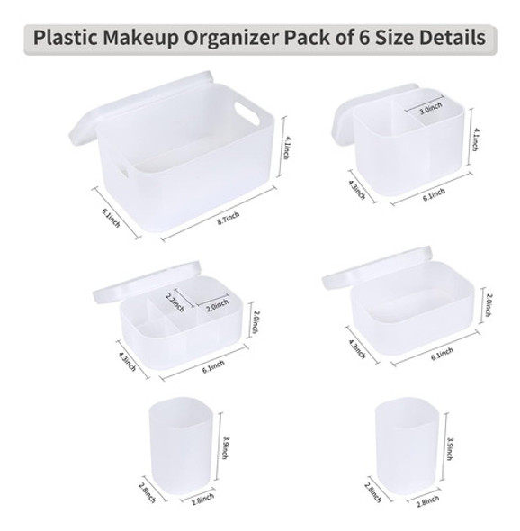 Juego De 6 Organizadores Para Maquillaje De Plasico 1