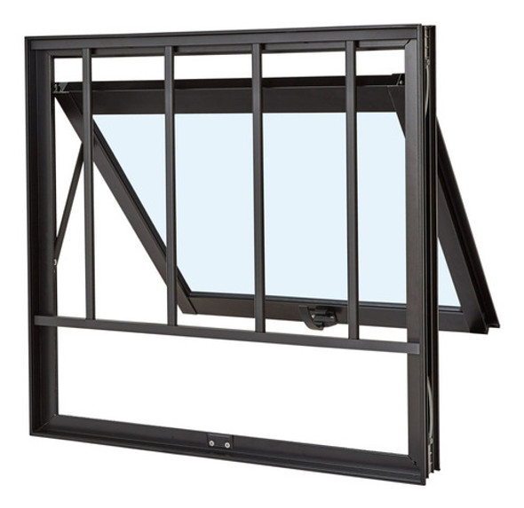 Janela De Alumínio Maxim-ar 80x60cm Com Grade E Vidro Wt 1