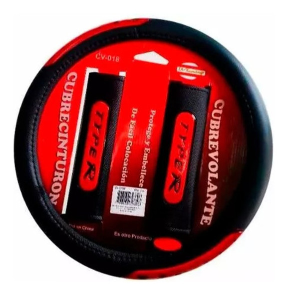 Cubre Volante + Cubre Cinturon Rojo 38 Cm Auto Camioneta 0