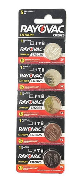 Pila Cr2025 3v Pack X5 Rayovac Pila Boton Cr 2025 0