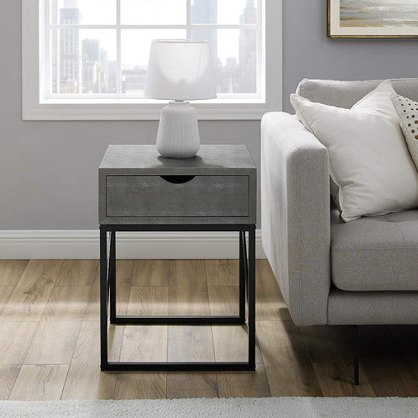 Walker Edison Iver Faux Shagreen Mesa Lateral Pequeña Modern 1