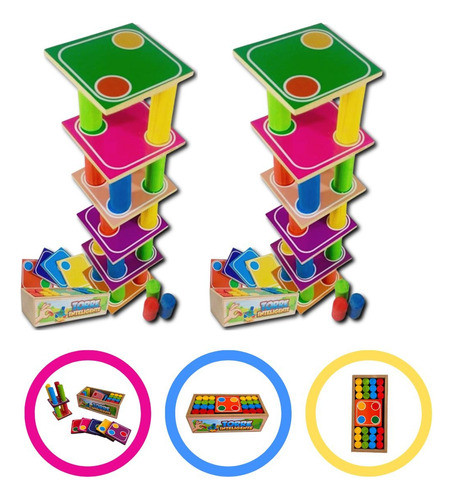 Torres Inteligente Kit 2 Jogo Educativo Pedagógico Divertido 0