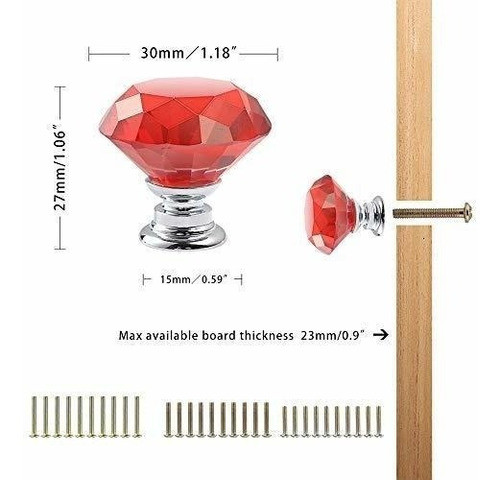 10 Tiradores Pomos Para Muebles 3cm- Rojo 1