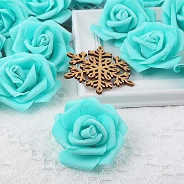 Rosas Artificiales Realistas 7cm Verde Teal X 100u 1