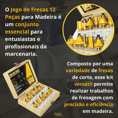 Kit Fresas 12 Peças Madeira - Detalhes Impecáveis 1