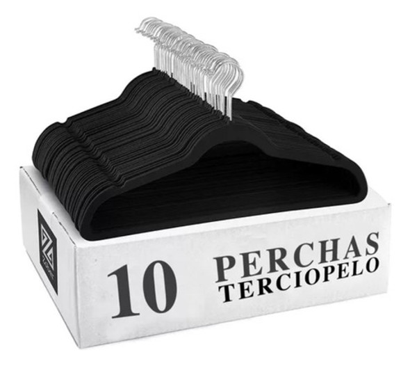 Perchas Con Broches Plasticas Negra X10 Placard 0