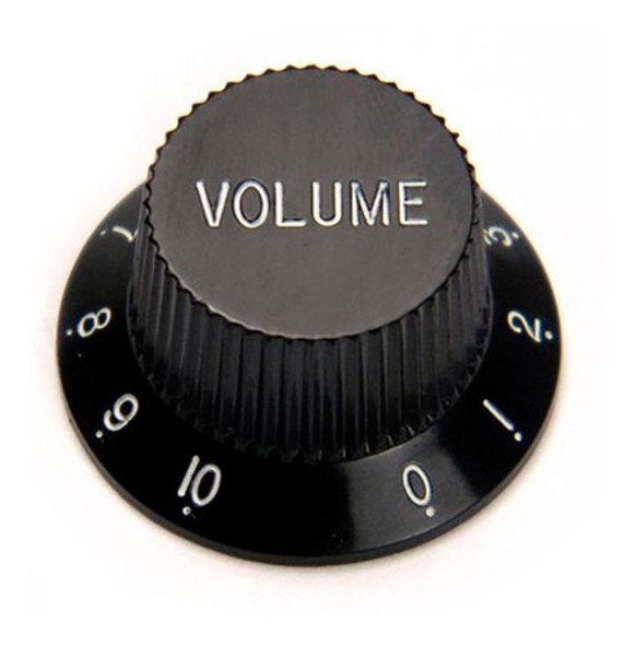 Knob Plástico Preto Gravação Volume Branca Guitarra Strato 0