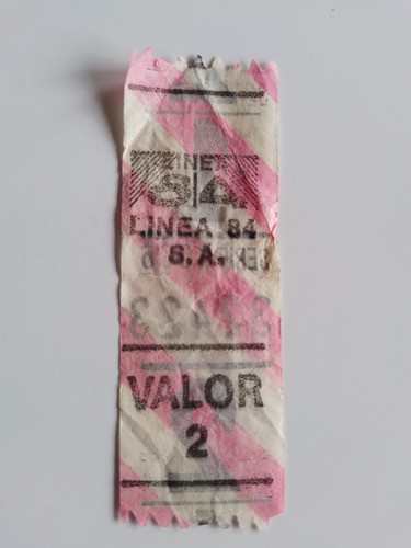 Boleto Colectivo Capicua 32423 Serie 0066 Linea 84 1