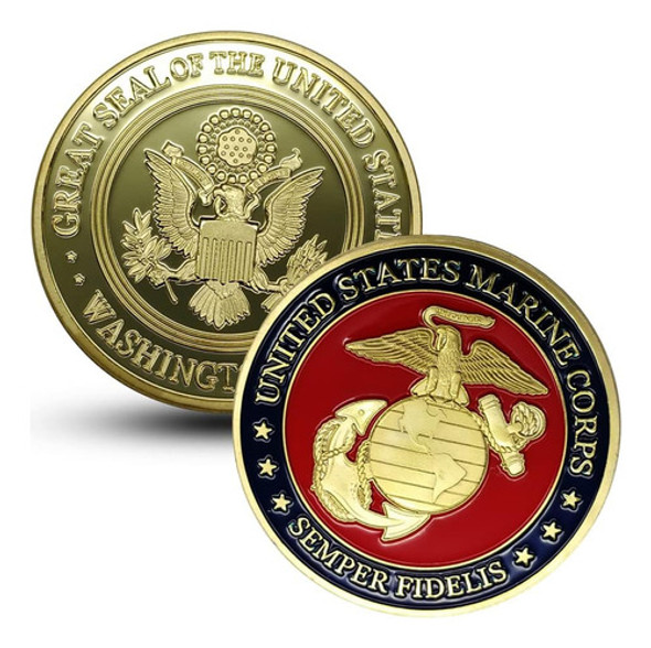 Moneda De Oro Plateado Con Emblema De Marines De Ee Uu 0