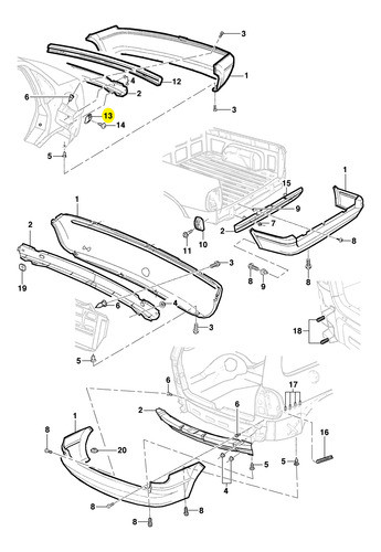 Kit X2 Guia Soporte Paragolpe Tras Gm Chevrolet Corsa Wagon 0