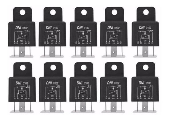 Relê Auxiliar Universal 12v 40a 4 Pinos Dni102 - 10 Unidades 0