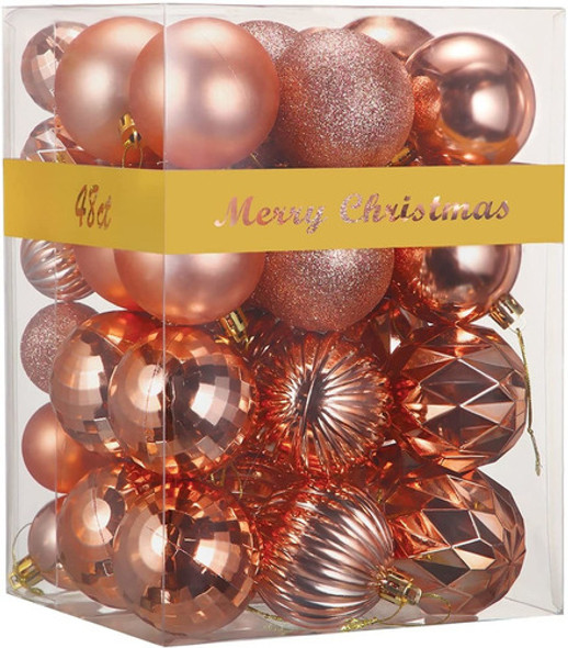 48 Bolas Navidad Rongyuxuan 6 Diseños Y 2 Tamaños Rose Gold 0 48 Bolas Navidad Rongyuxuan 6 Diseños Y 2 Tamaños Rose Gold 0