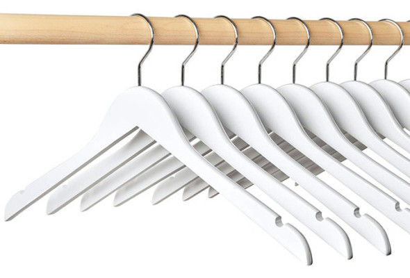 Perchas Madera Maciza Amber Home 10 Unidades Blancas 0