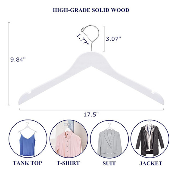 Perchas Madera Maciza Amber Home 10 Unidades Blancas 1