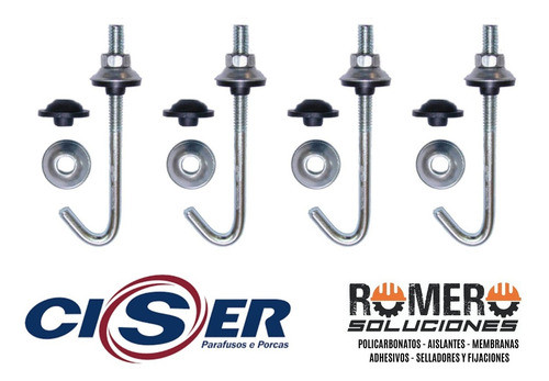 Tornillo Gancho J Completo Para Techo 1/4 X 110mm X 50 U 1