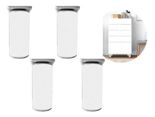 Pata Redonda Aluminio Blanca Regulable 100mm X 4 Unidades 0