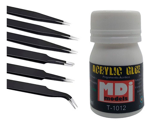 Pegamento Para Maquetas Y Set De 6 Pinzas Brucelas Precisión 0
