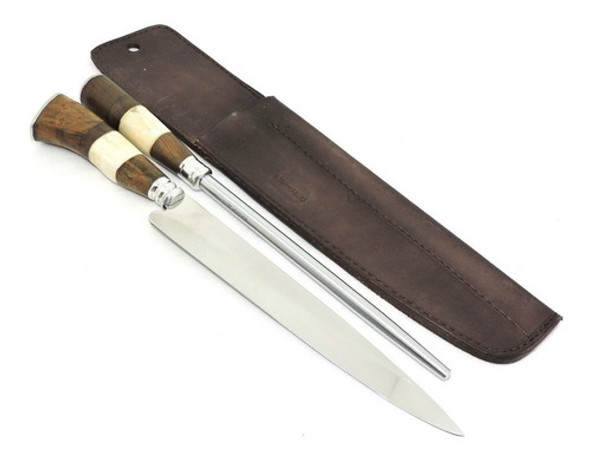 Conj. Churrasco Faca Chaira Lisa Com Bainha - 9 Pol 1