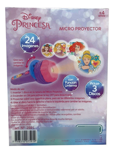 Princess Micro Proyector Con Linterna 24 Imagenes Ditoys 1